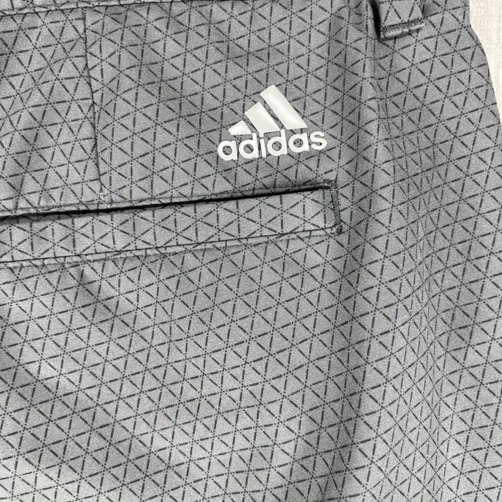 Adidas Golf Pants Mens 36x30 Gray Geometric Print Performance Stretch Trousers